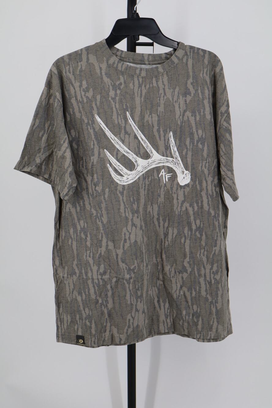 NEW Mossy Oak Bottomland Icon Short Sleeve Tee Men's Gray Anthler Size L